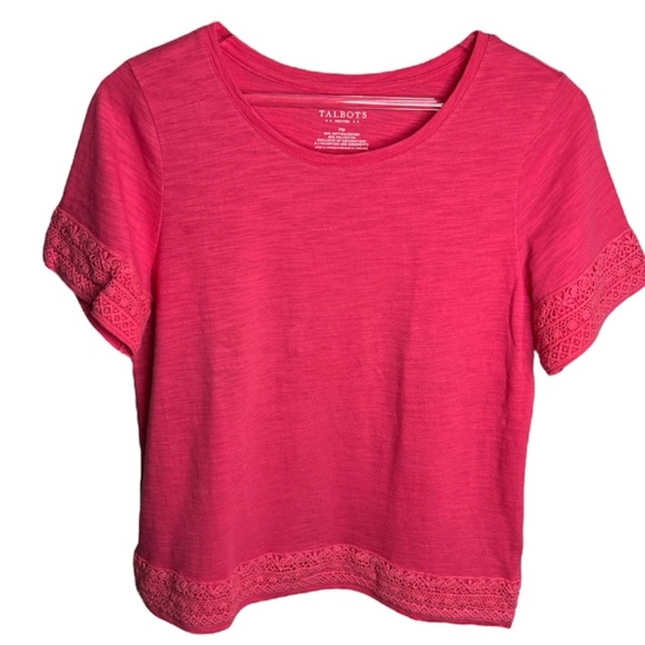 Talbots Pink Embroidered Sleeve Cotton Top - Picture 1 of 5